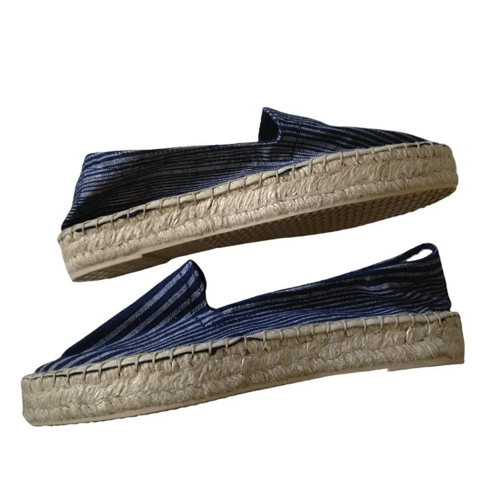 Gap Women's Size 7 Navy Striped Canvas Espadrilles Slip On Casual Beach Travel
